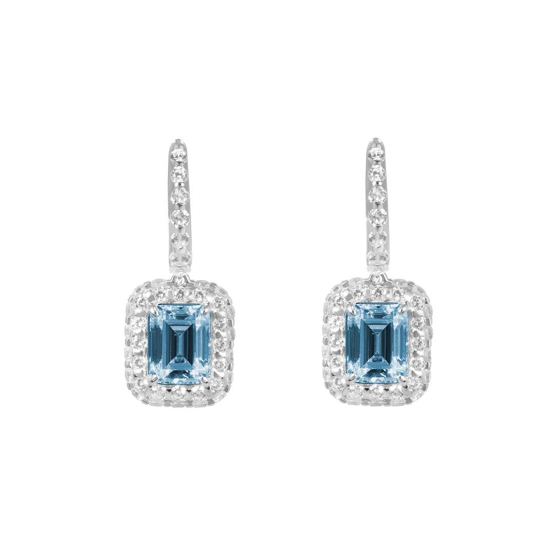 GEMMA Rectangular Charm Hoop Earrings - London Blue