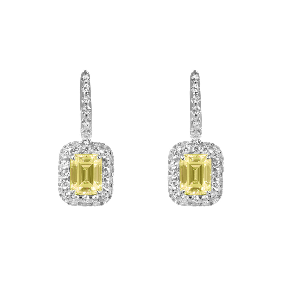 GEMMA Rectangular Charm Hoop Earrings - Canary Yellow