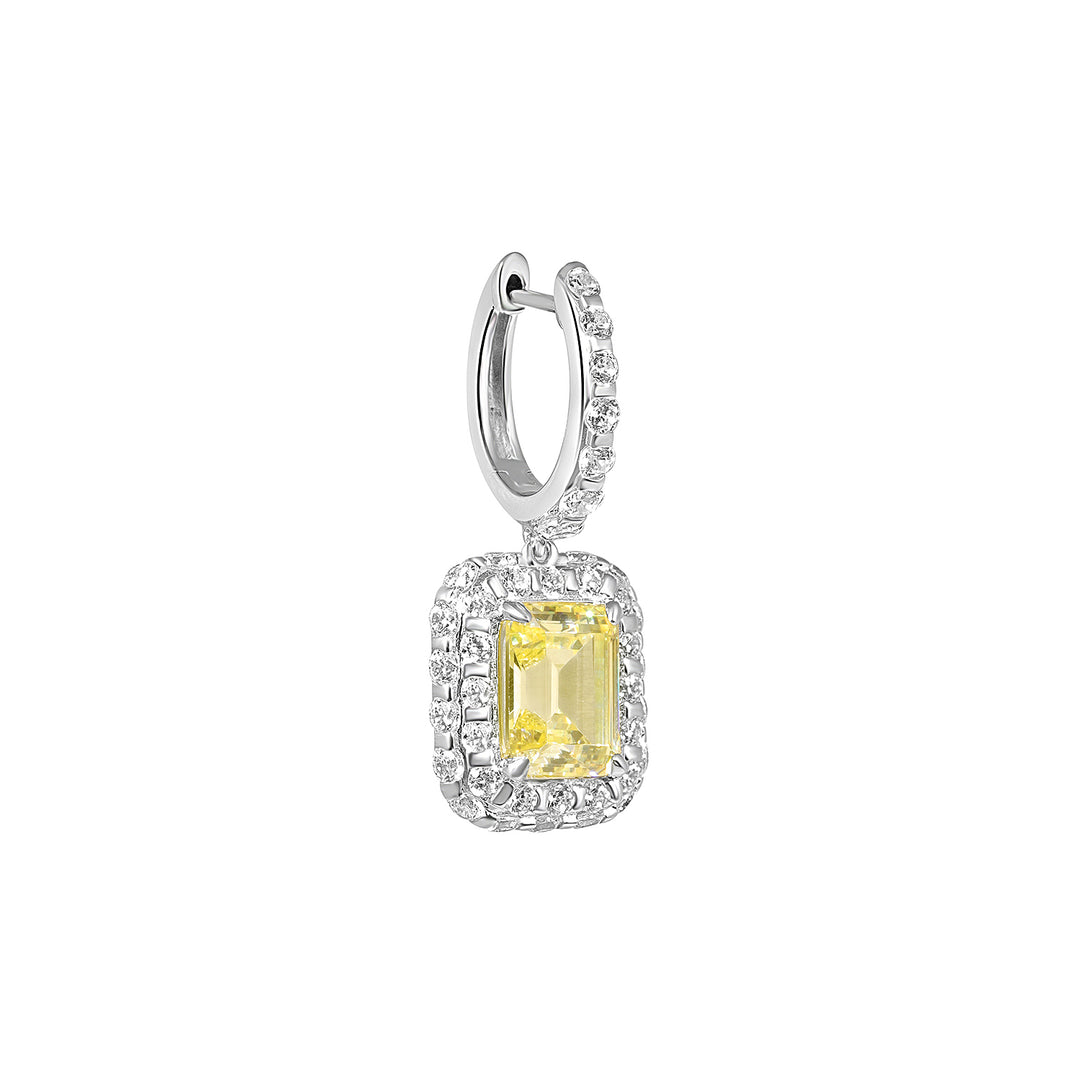 GEMMA Rectangular Charm Hoop Earrings - Canary Yellow