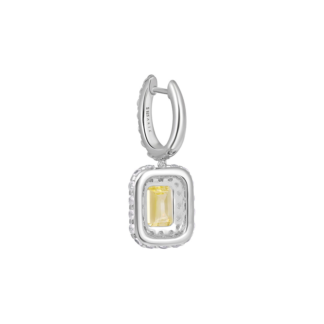 GEMMA Rectangular Charm Hoop Earrings - Canary Yellow