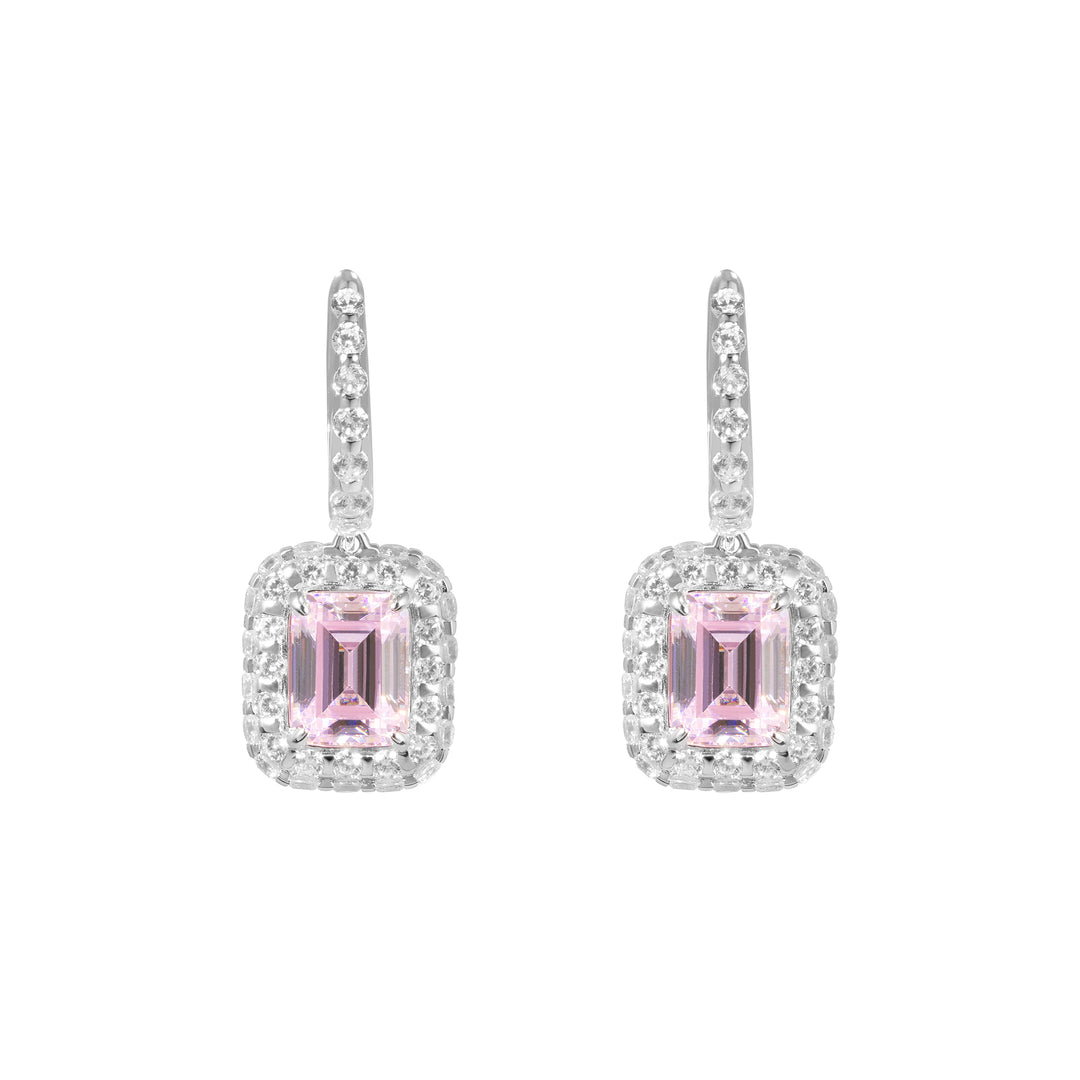 GEMMA Rectangular Charm Hoop Earrings - Fancy Pink