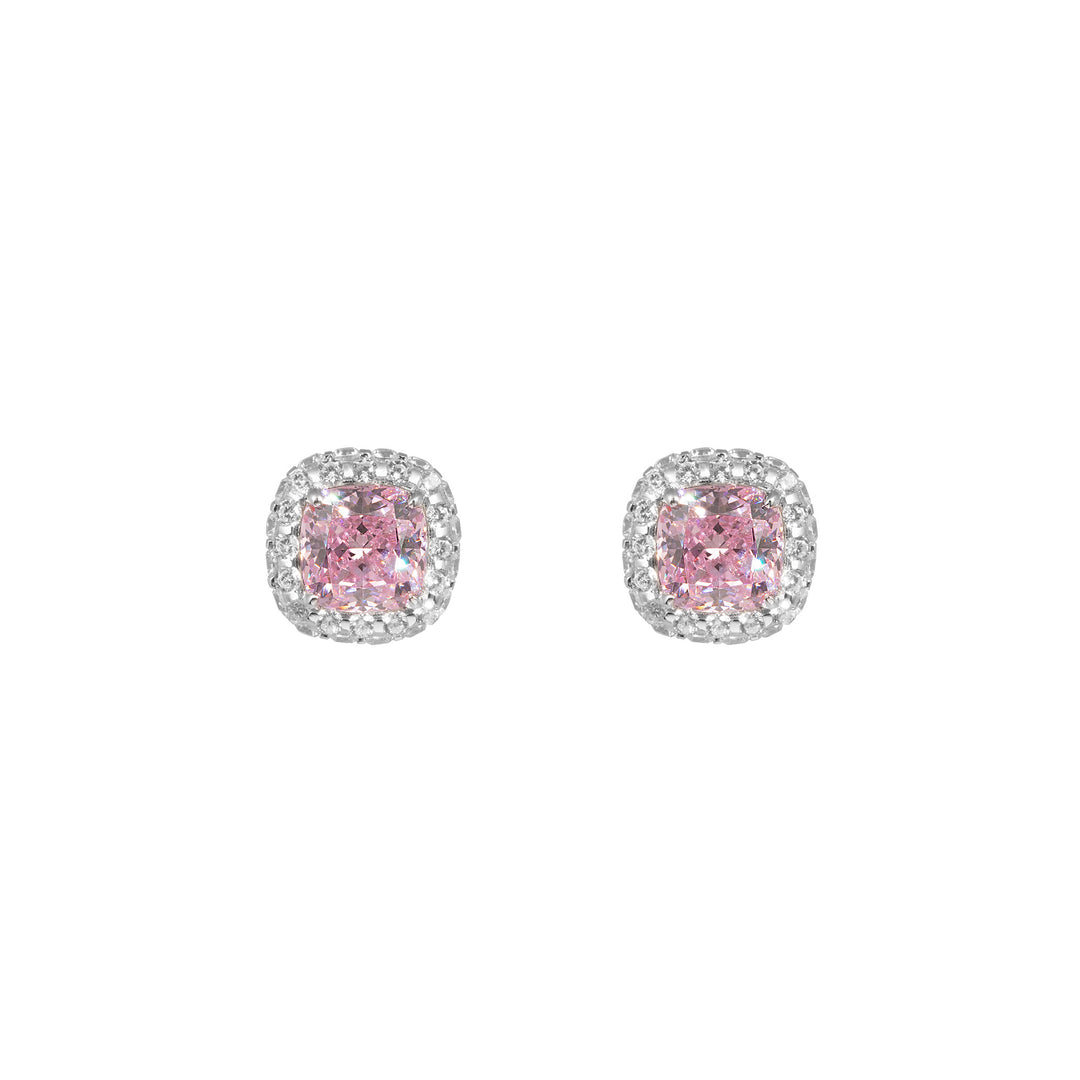 GEMMA Cushion-cut Stud Earrings - Fancy Pink