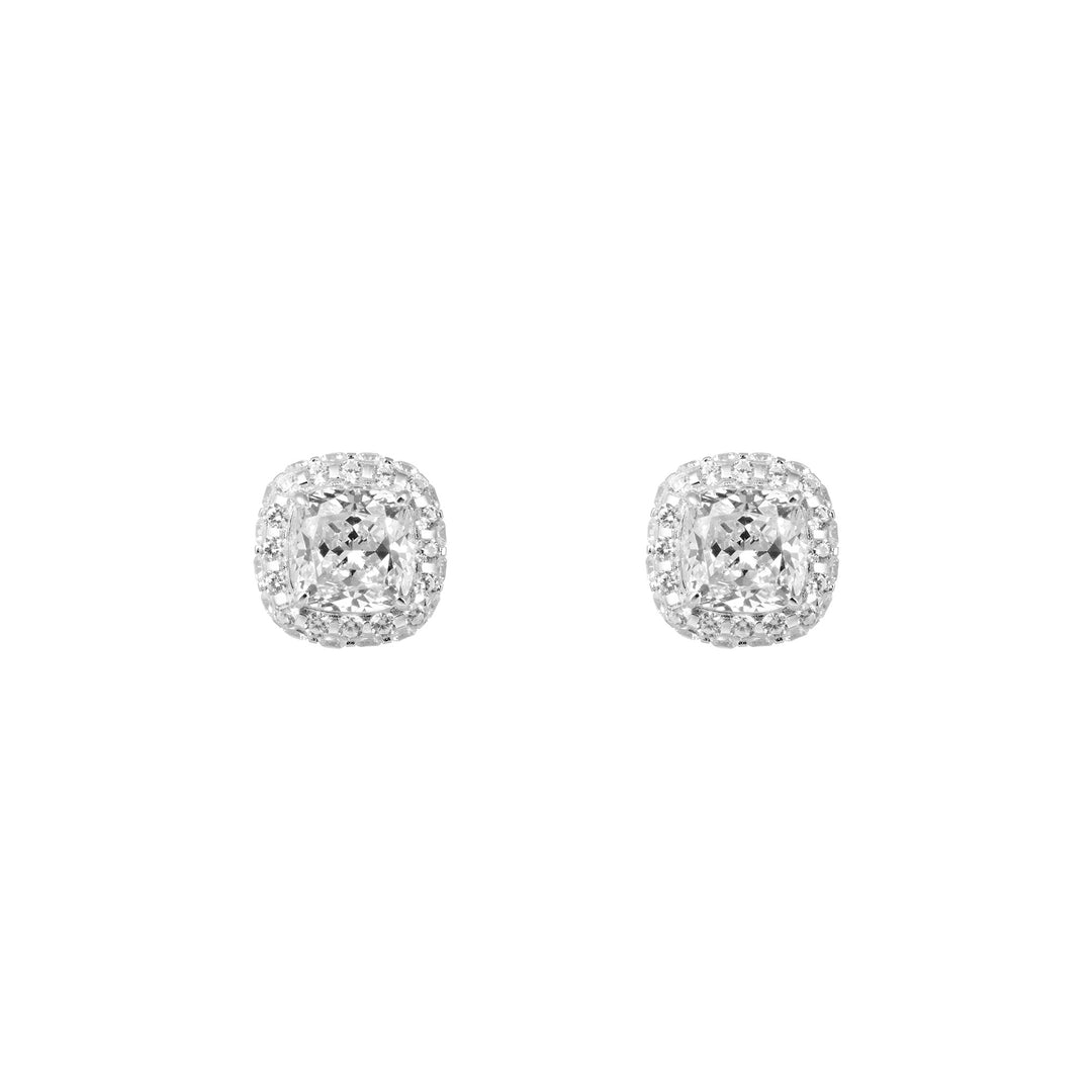 GEMMA Cushion-cut Stud Earrings - White