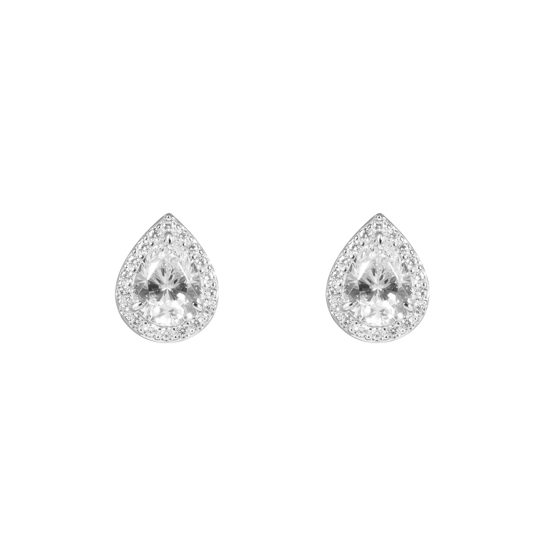 GEMMA Pear-shaped Stud Earrings - White