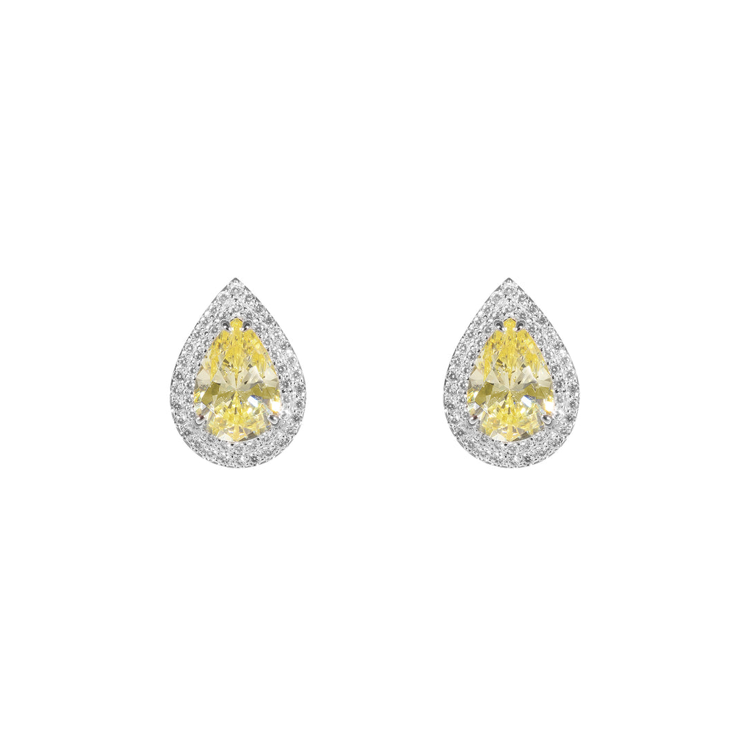 GEMMA Pear-shaped Stud Earrings - Canary Yellow