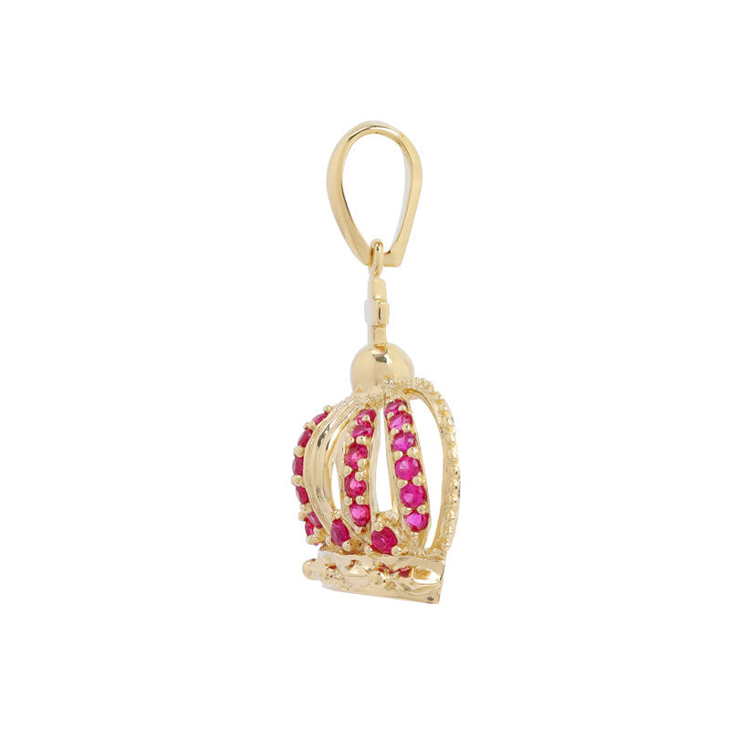 A to Z Red Gemstone Small Crown Necklace - ARTE Madrid